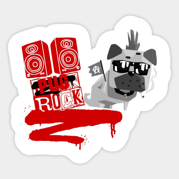 Pug Rock Sticker by Ckrispy